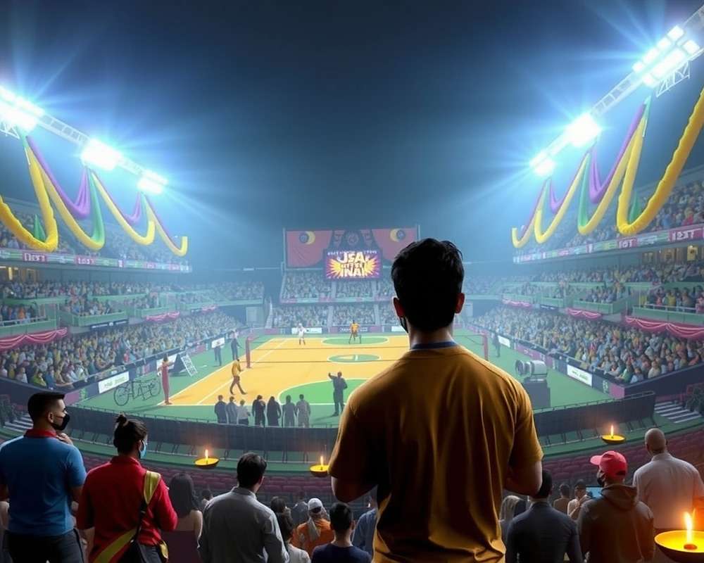 Volleyball Heroes of India Diwali Event Diwali celebration event in Volleyball Heroes of India with decorated stadium and special lighting