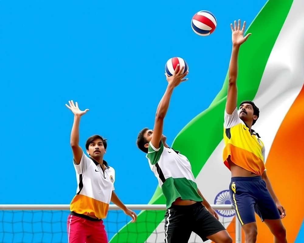 Volleyball Heroes of India Official Cover Volleyball Heroes of India game cover featuring Indian volleyball players in action with national colors