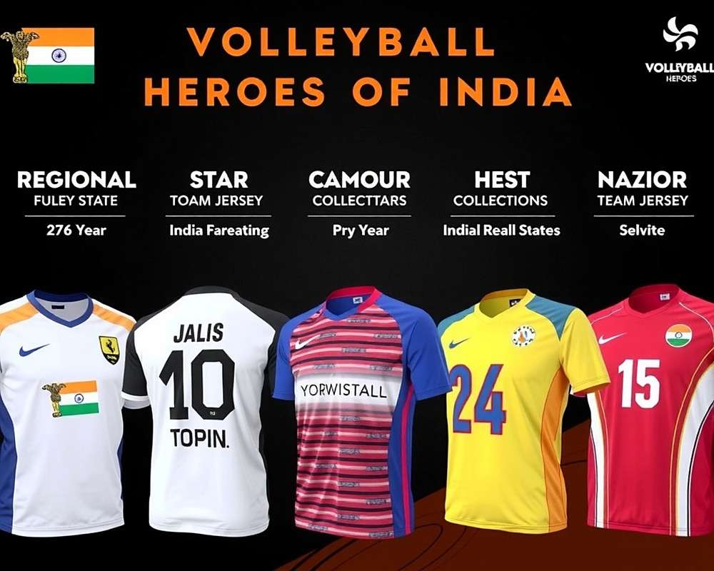 Volleyball Heroes of India Regional Jerseys Collection of regional team jerseys from different Indian states in Volleyball Heroes of India