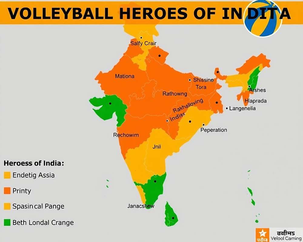 Volleyball Heroes of India Regional Popularity Map of India showing regional popularity of Volleyball Heroes of India with color coding